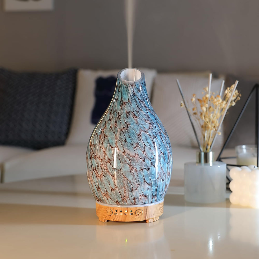 Aromatherapy essential oil diffuser with 160ml art glass design
