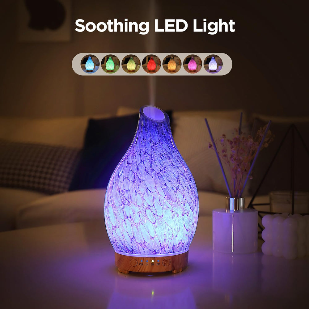 Close-up of 160ml water tank and 7 ambient LED colors