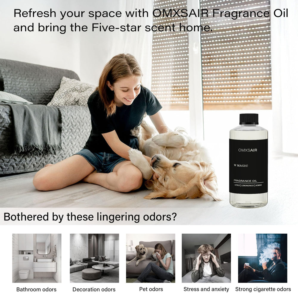 Aromatherapy diffuser oil notes including bergamot, lemon, and lemongrass