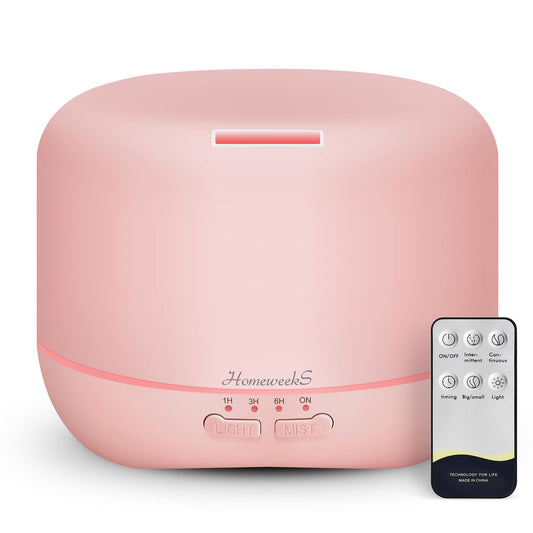 Pink 500ml aromatherapy essential oil diffuser front view