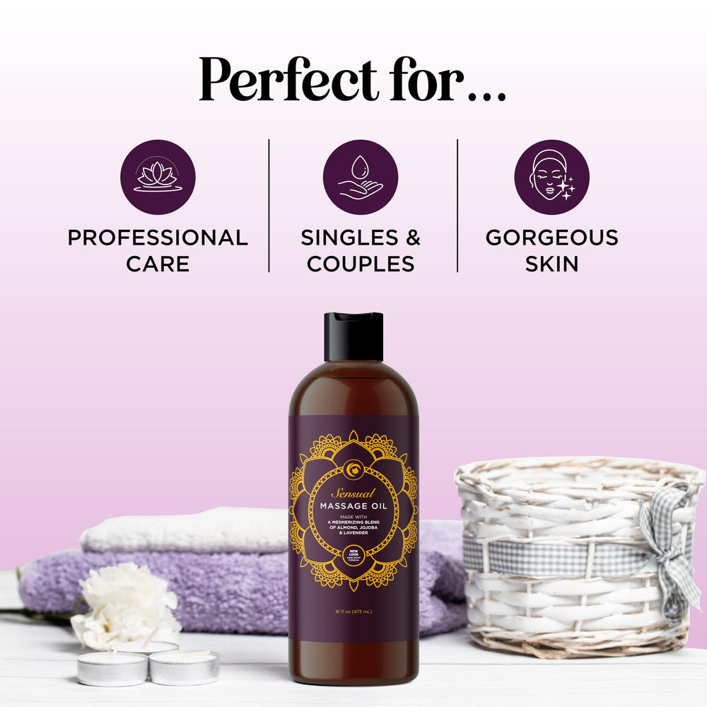 Close-up of lavender infused massage oil bottle