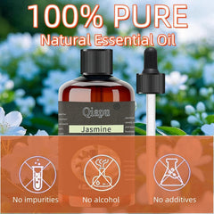Labelled bottle of aromatherapy oil blend