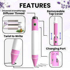 Removable top cover protecting diffuser thread on pink aromatherapy pen