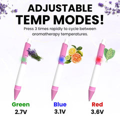 Portable aromatherapy pen shown in office setting for note-taking