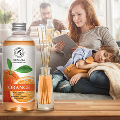 AROMATIKA orange diffuser setup with sticks provides instant ambient mood enhancement
