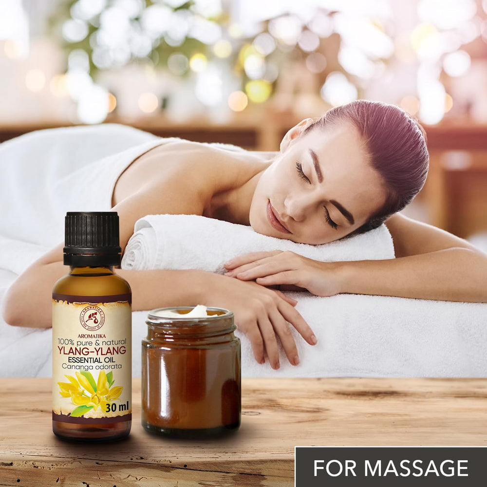 AROMATIKA Ylang Ylang oil supports hair and nails care routines.