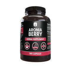 Bottle of PURE ORIGINAL INGREDIENTS Aronia Berry Extract capsules, 365-count