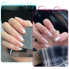 Artdone mirror chrome nails achieved over light gel polish for shine.