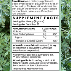 Ingredients: Artemisia Annua extract, bamboo extract, beet root extract
