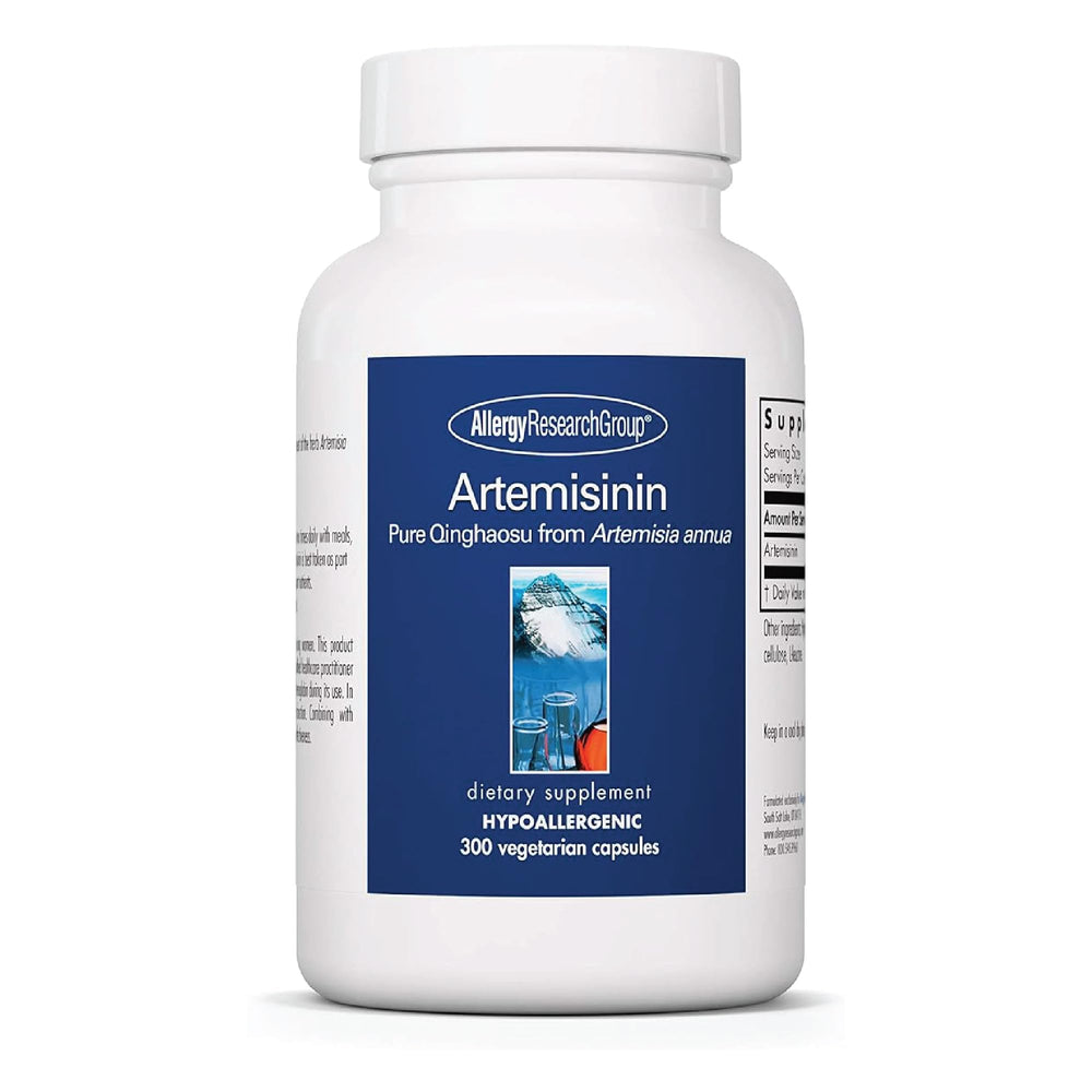 Allergy Research Group Artemisinin supplement bottle and GI tract support capsules
