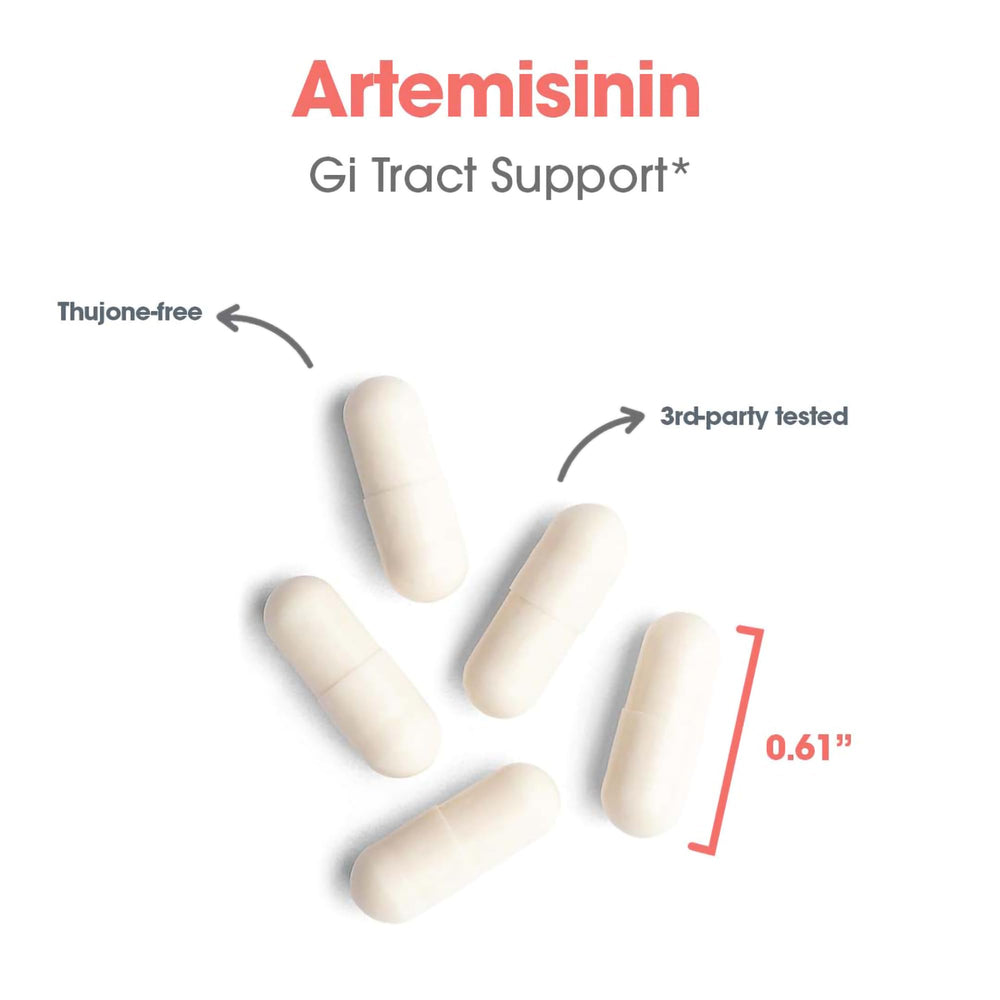 Vegetarian Artemisinin supplement bottle and capsules