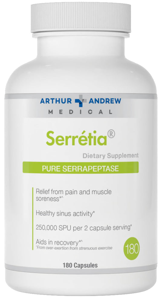 Arthur Andrew Medical Serretia Serrapeptase 180 capsules bottle front view