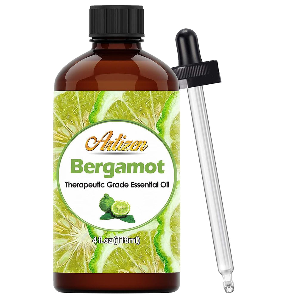 Artizen Bergamot Essential Oil 4oz bottle with UV-protected glass