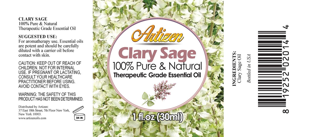 Artizen Clary Sage Oil bottle angled for context