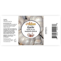 Close-up of Artizen Garlic Essential Oil bottle label