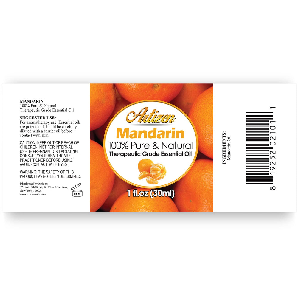 Artizen Mandarin Essential Oil 30ml bottle side view
