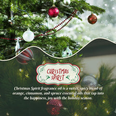 Pine-scented Christmas Spirit oil highlighting pine needles and winter ambiance