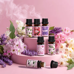 White Tea essential oil bottle with white tea flowers