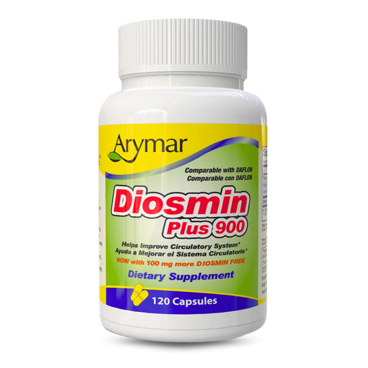 Arymar Diosmin Plus 900 bottle and capsules