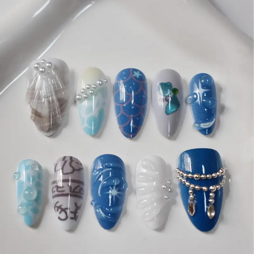 ASABITE medium-length almond nails ideal for daily wear and special occasions.