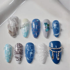 ASABITE medium-length almond nails ideal for daily wear and special occasions.