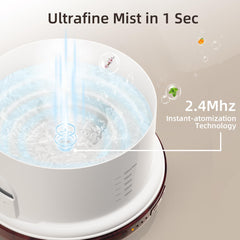 Diffuser in use showing mist emission in a living space