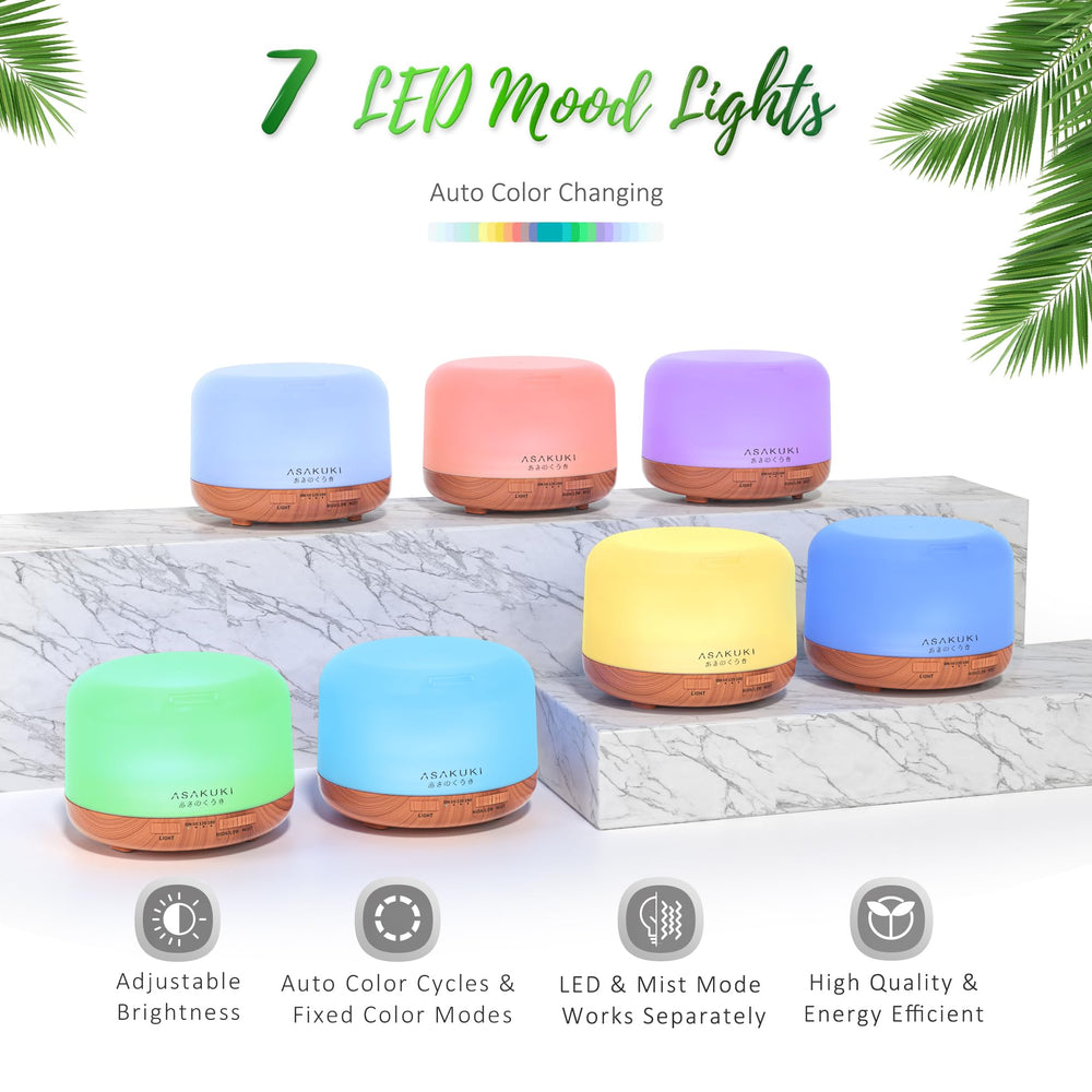 ASAKUKI 500ml Diffuser gift set with six essential oils