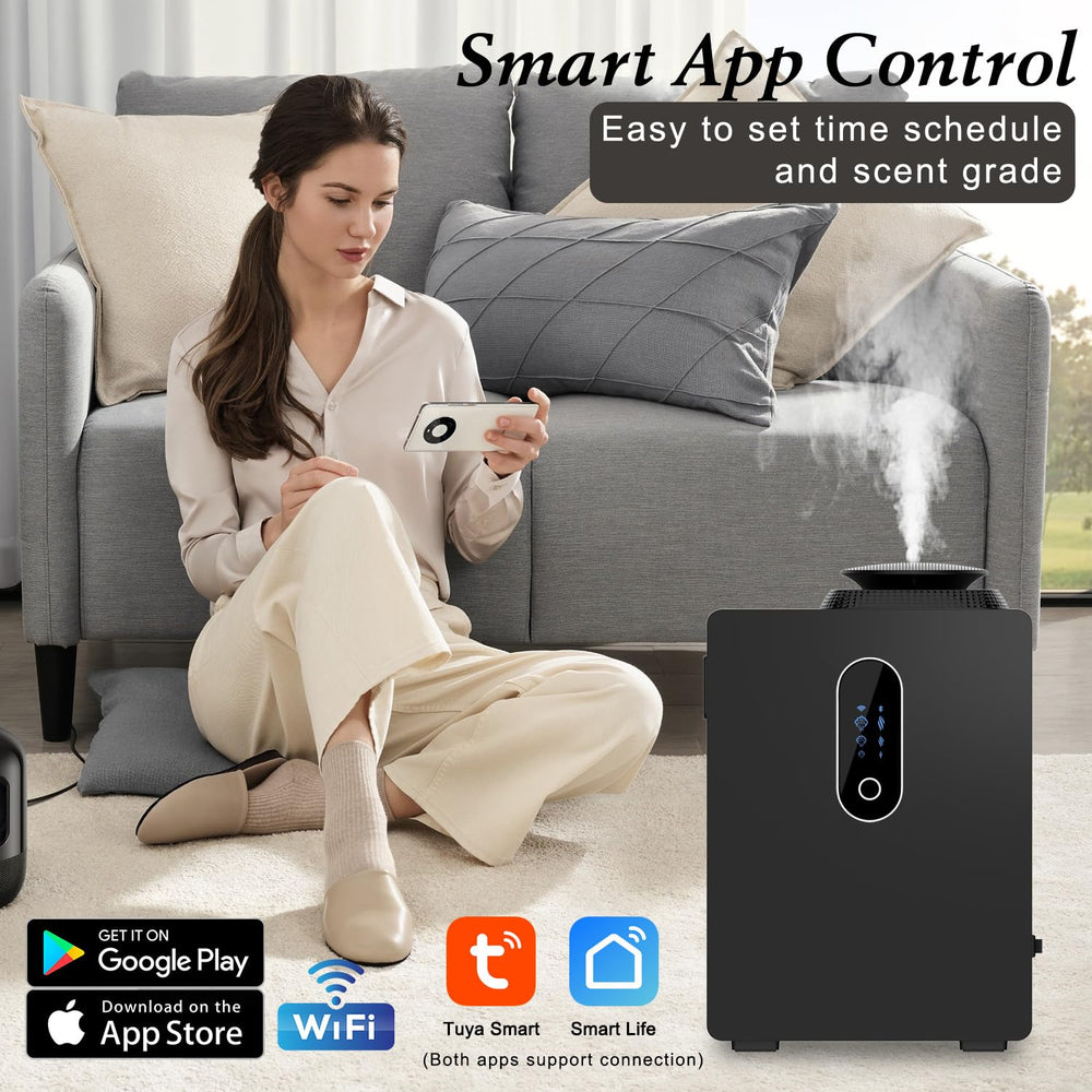 Touchscreen and Smart Life app interface on diffuser