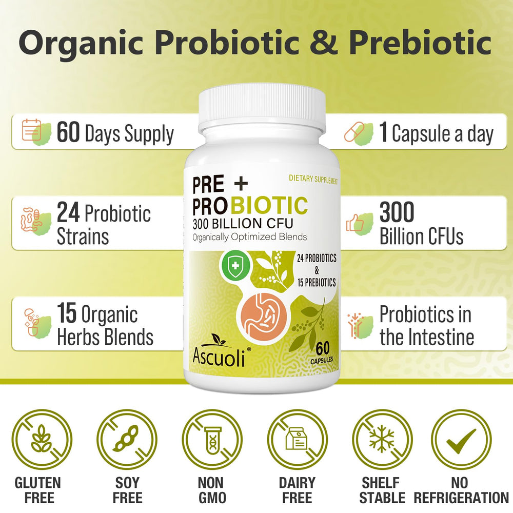 Ascuoli organic herbs blend highlighting herbal prebiotics