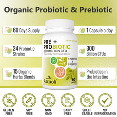 Ascuoli organic herbs blend highlighting herbal prebiotics