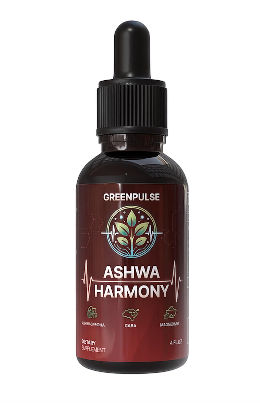 GreenPulse Ashwa Harmony adaptogenic blend bottle with label