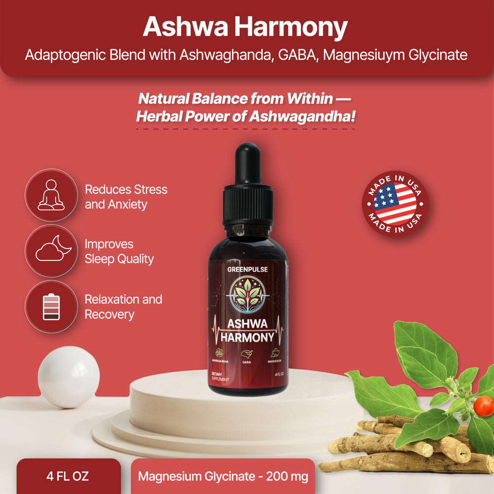 Dropper dispensing Ashwa Harmony liquid