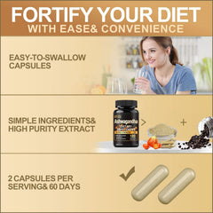 Label highlighting 20:1 extract potency of Ashwagandha
