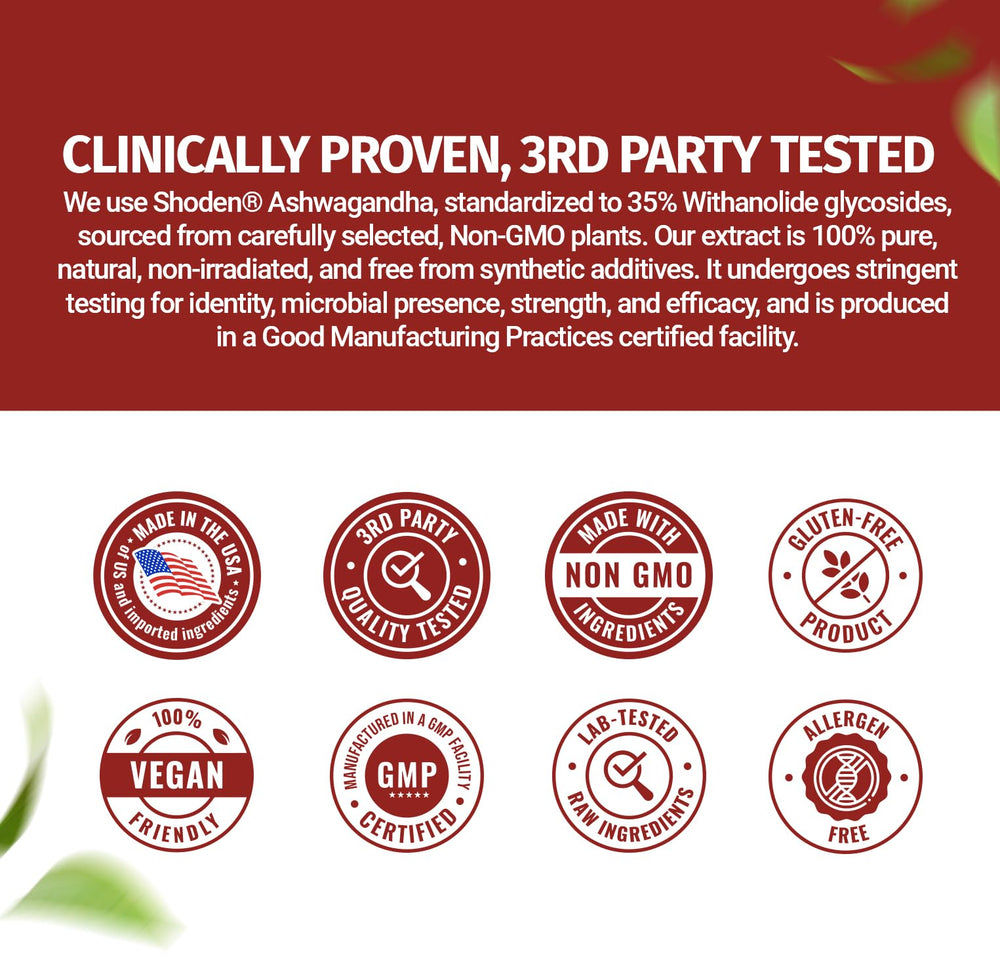 Ingredients and supplement facts label for Ashwagandha Complex