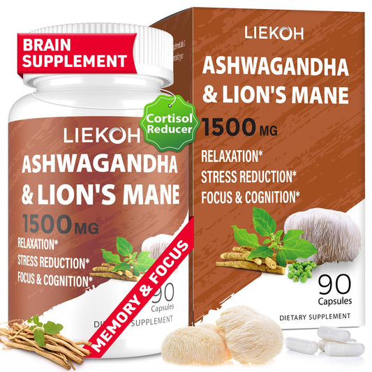 Ashwagandha and Lions Mane capsules bottle – 90 count