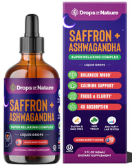 Ashwagandha saffron supplement bottle with mixed berry flavor (60ml)