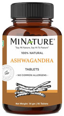 Mi Nature Ashwagandha Tablets bottle packaging – 90 tablets, 1000 mg