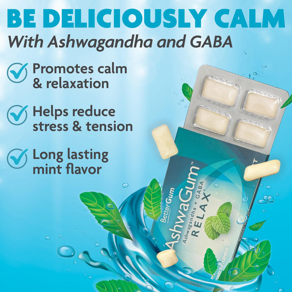 Highlight of KSM-66 Ashwagandha and GABA in AshwaGum RELAX Gum