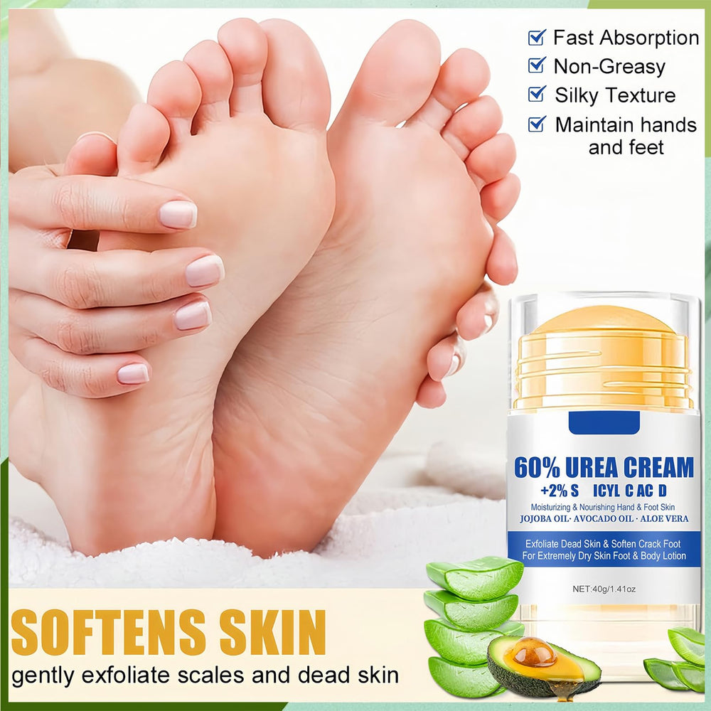 ASMAYSA heel-stick application demonstrates targeted relief for dry heels.