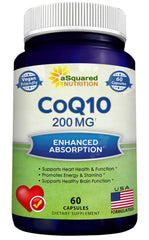 aSquared Nutrition CoQ10 200mg bottle label