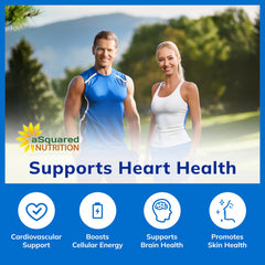 Asquared Nutrition CoQ10 energy visual suggests daily stamina support.