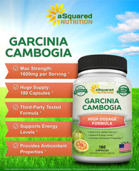 aSquared Nutrition Garcinia Cambogia 1600mg 180-capsule package