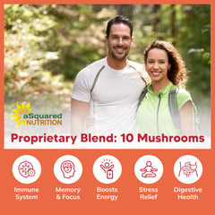 Close-up of the 10x mushroom blend ingredients label