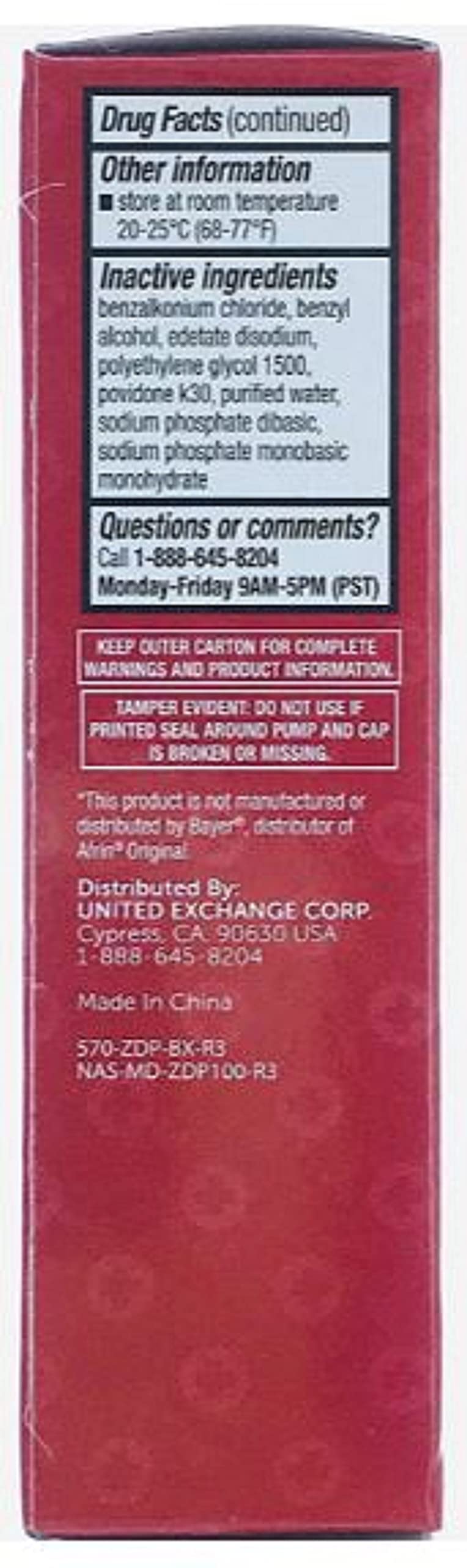 ASSURED Nasal Relief Spray 0.5 oz bottle highlights portable size for on-the-go relief.