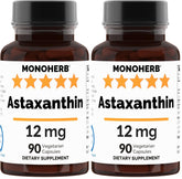 Astaxanthin 12 mg - 90 Veg Capsules (Pack of 2) bottle and label