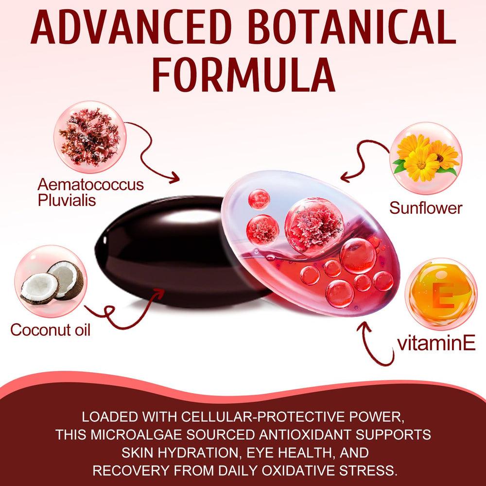 Back view of Astaxanthin bottle showing label