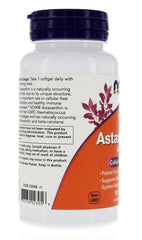 Supplement facts panel for Astaxanthin 4mg