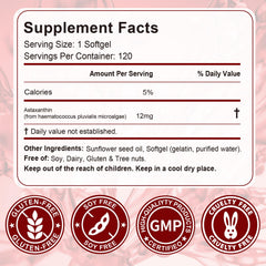 Packaging and label of Astaxanthin 12mg softgels