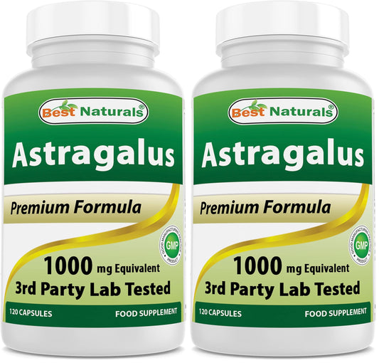 Front view of Best Naturals Astragalus Capsule bottle – 1000 mg