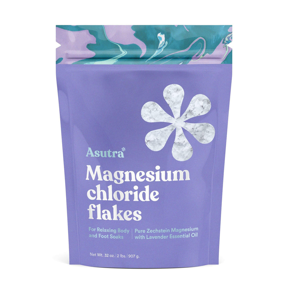 Asutra Magnesium Chloride Bath Flakes with Lavender, 2 lb package